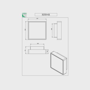 Fabas Luce Wandlamp Oban, 24 cm x 24 cm, 1 x E27, wit, IP65