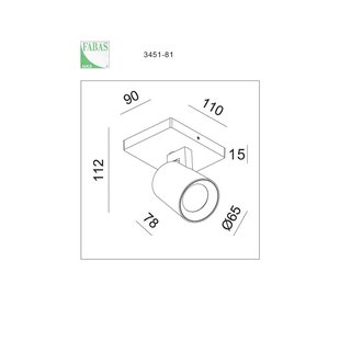 Fabas Luce Modo spot, 1-lamp, zwart, decoratieve ringen, GU10, aluminium