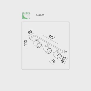 Fabas Luce Modo spot, 3-lamps, wit, decoratieve ringen, GU10, aluminium