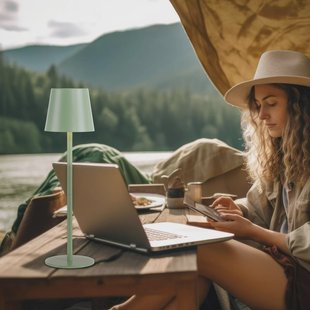 JUST LIGHT. GmbH JUST LIGHT. Euria LED tafellamp, groen, ijzer, IP54