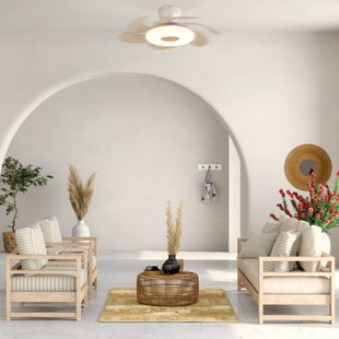 Mantra Iluminación LED plafondventilator Flower hout DC-motor stil Ø 79 cm CCT