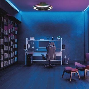 Mantra Iluminación LED plafondventilator Gamer zwart DC stil Ø 47 cm CCT RGB