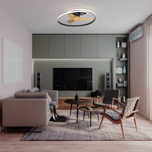 Mantra Iluminación LED plafondventilator Ocean zwart/hout DC stil Ø 78 cm CCT