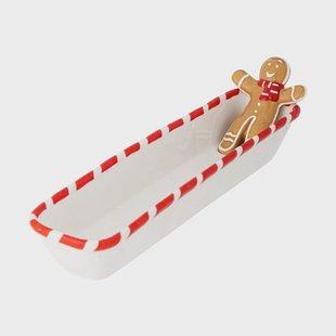 Bloomingville Ginnie serveerschaal 36,5x12,5 cm Wit-bruin