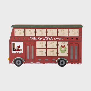 Bloomingville Edward adventskalender met verlichting bus Rood