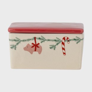 Bloomingville Yule botervloot 12,5x7 cm Wit-rood