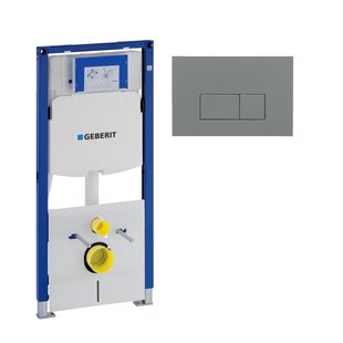 Geberit Duofix Element - UP 320 - QeramiQ push bedieningsplaat - wand 112cm - bedieningsplaat licht grijs - rechthoekige knoppen - kunststof wit glans SW1102375 SW1242378