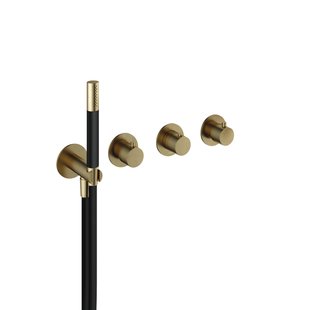 Hotbath Cobber afbouwdeel inbouw badendouche thermostaat met 2 stopkranen zonder uitloop geborsteld messing (goud) CB7071EXTBB