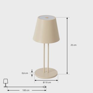 Lindby LED oplaadbare tafellamp Janea TWIN, beige, metaal