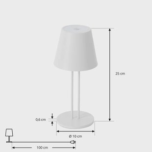 Lindby LED oplaadbare tafellamp Janea TWIN, wit, metaal