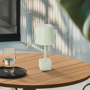 Lindby LED oplaadbare tafellamp Janea CUBE, groen, metaal