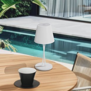 Lindby LED oplaadbare tafellamp Janea CROSS, wit, metaal