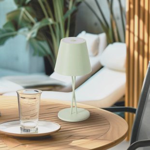 Lindby LED oplaadbare tafellamp Janea CROSS, groen, metaal