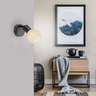 JUST LIGHT. GmbH JUST LIGHT. Loki wandlamp, zwart, ijzer, glas