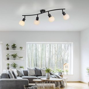 JUST LIGHT. GmbH JUST LIGHT. Loki plafondlamp, 4-lamps, zwart, ijzer, glas