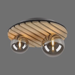 JUST LIGHT. GmbH JUST LIGHT. Groene Stika plafondlamp, rond, 2-lamps, hout