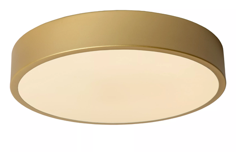 Lucide Unar - plafondverlichting - Ø 30 x 5 cm - 18W dimbare LED incl. -  3 stappen dimmer - mat goud