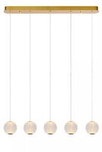Lucide Cintra - hanglamp - 84 x 11 x 150 cm - 5 x 4,7W LED incl. - transparant en goud