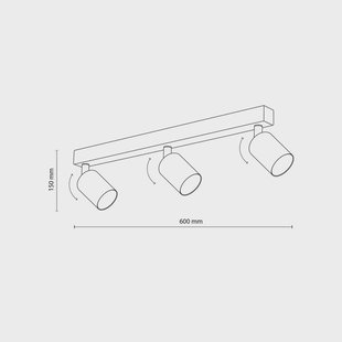 TK Lighting Plafondspot Top, verstelbaar, bruin, 3-lamps lineair
