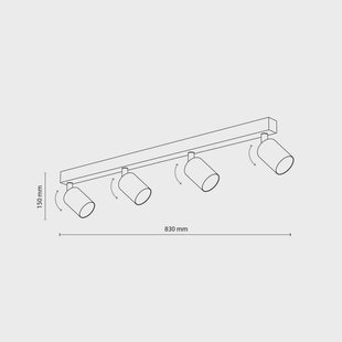 TK Lighting Plafondspot Top, verstelbaar, bruin, 4-lamps lineair