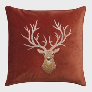 Chhatwal & Jonsson Embroidered Reindeer kussenhoes 50x50 cm Rust