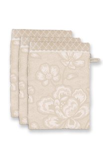Pip Studio Washandje Set/3 Jasmin Jacquard Zand 16x22cm