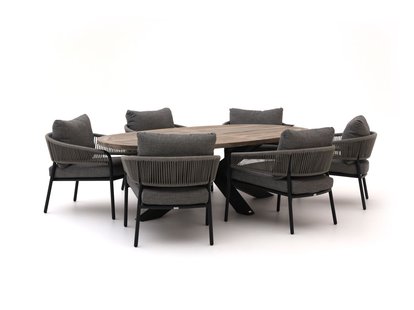 Bellagio Nova Siri /ROUGH-Y Ellips 240cm low dining tuinset 7-delig - Laagste prijsgarantie!