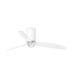 Faro Mini Tube - plafondventilator met licht en afstandsbediening - Ø 128 cm - 17W LED incl. - wit en transparant