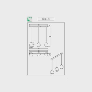 Fabas Luce Hanglamp Gisella, amber, 3-lamps, glas