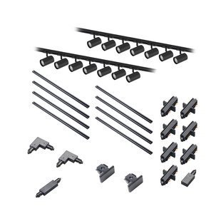 Lindby 1-fase railsysteem Linaro, GU10, 14-lichts zwart