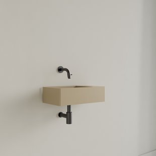 Fontein Gliss Design Freya Solid Marble 40x22x10 cm Zonder Kraangat Rechts Mat Cappuccino