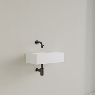 Fontein Gliss Design Freya Solid Marble 40x22x10 cm Zonder Kraangat Rechts Glans Wit