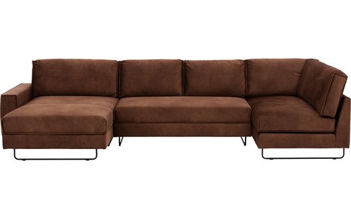 Goossens Bank Jorney bruin, stof, 2,5-zits, elegant chic met ligelement rechts