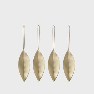 Ferm Living Leaf kerstboomhanger Brass, 4-pack