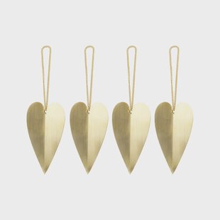 Ferm Living Heart brass kerstversiering 4-pack