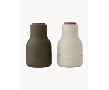 Kleine zout- en pepermolen Bottle Grinder met walnoothouten deksel, 2-delig