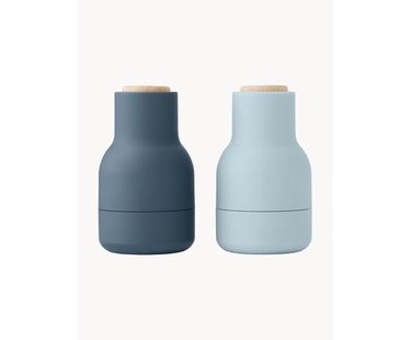 Kleine zout- en pepermolen Bottle Grinder met beukenhouten deksel, 2-delig