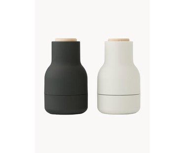 Kleine zout- en pepermolen Bottle Grinder met beukenhouten deksel, 2-delig