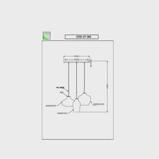 Fabas Luce Hanglamp Olbia, Ø 50 cm, 3-lamps, amber/blauw/beige, glas