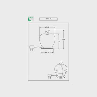 Fabas Luce Wendy LED tafellamp, groen/messing, appelvorm, glas, dimbaar