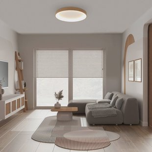 Mantra Iluminación Plafondlamp Niseko II CCT afstandsbediening Ø50cm houtkleurig