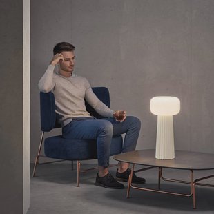 Mantra Iluminación Faro tafellamp, glas, kunststof, fitting E27, wit