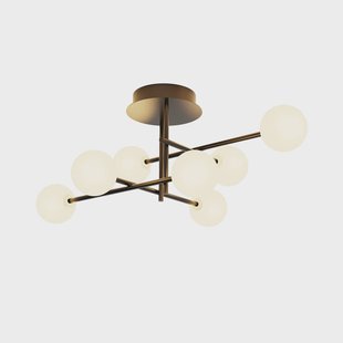 Mantra Iluminación Kelder plafondlamp, ijzer, zwart, 7-lamps, glas, wit