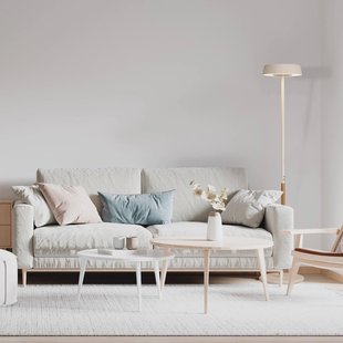 Mantra Iluminación LED vloerlamp Noa II, touchdimmer, staal, wit/houtkleurig