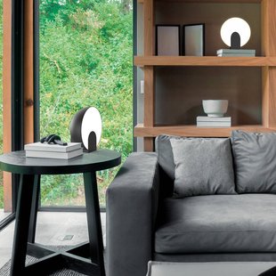 Mantra Iluminación Óculo LED tafellamp, zwart, Ø 20 cm, metaal, indirect