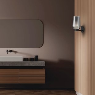 Mantra Iluminación Wandlamp Nora, zwart-chroom, glas, metaal