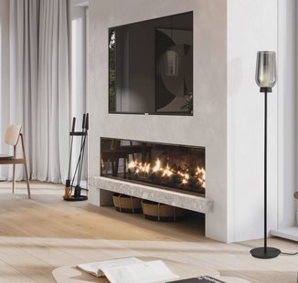 Mantra Iluminación Nora vloerlamp, zwart-chroom, metaal, glas