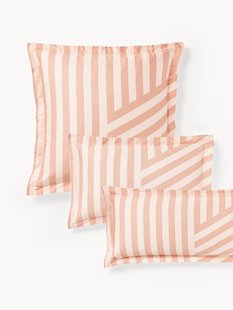 Gestreepte katoensatijnen kussenhoes Brendan met bies