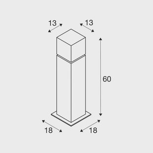 SLV sokkellamp Square Pole, hoogte 60 cm, grijs, roestvrij staal
