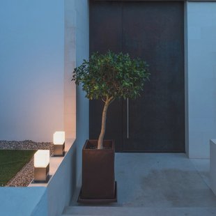 SLV sokkellamp Square Pole, hoogte 30 cm, grijs, roestvrij staal